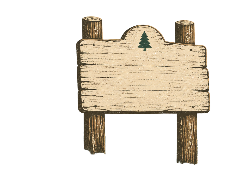 A blank wooden summer camp signpost